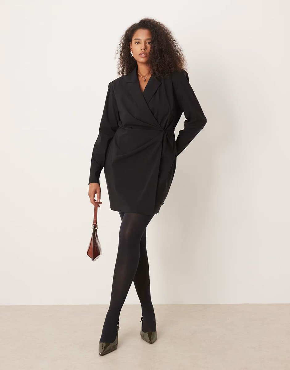 ASOS ASOS DESIGN Curve cinched blazer mini dress in black