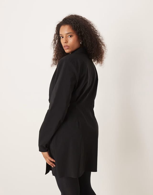 ASOS ASOS DESIGN Curve cinched blazer mini dress in black - 3