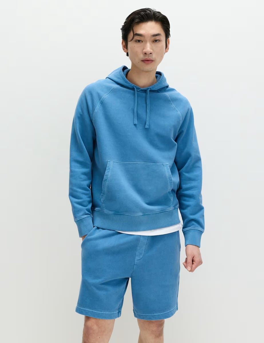 Marks & Spencer M&S Cozy Pure Cotton Hoodie in Azure Blue