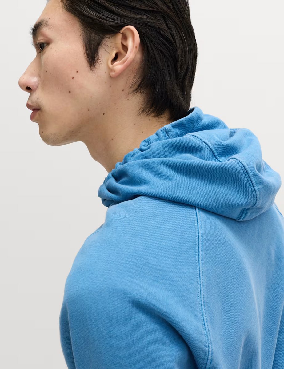 Marks & Spencer M&S Pure Cotton Garment Dyed Hoodie Azure Blue - 3