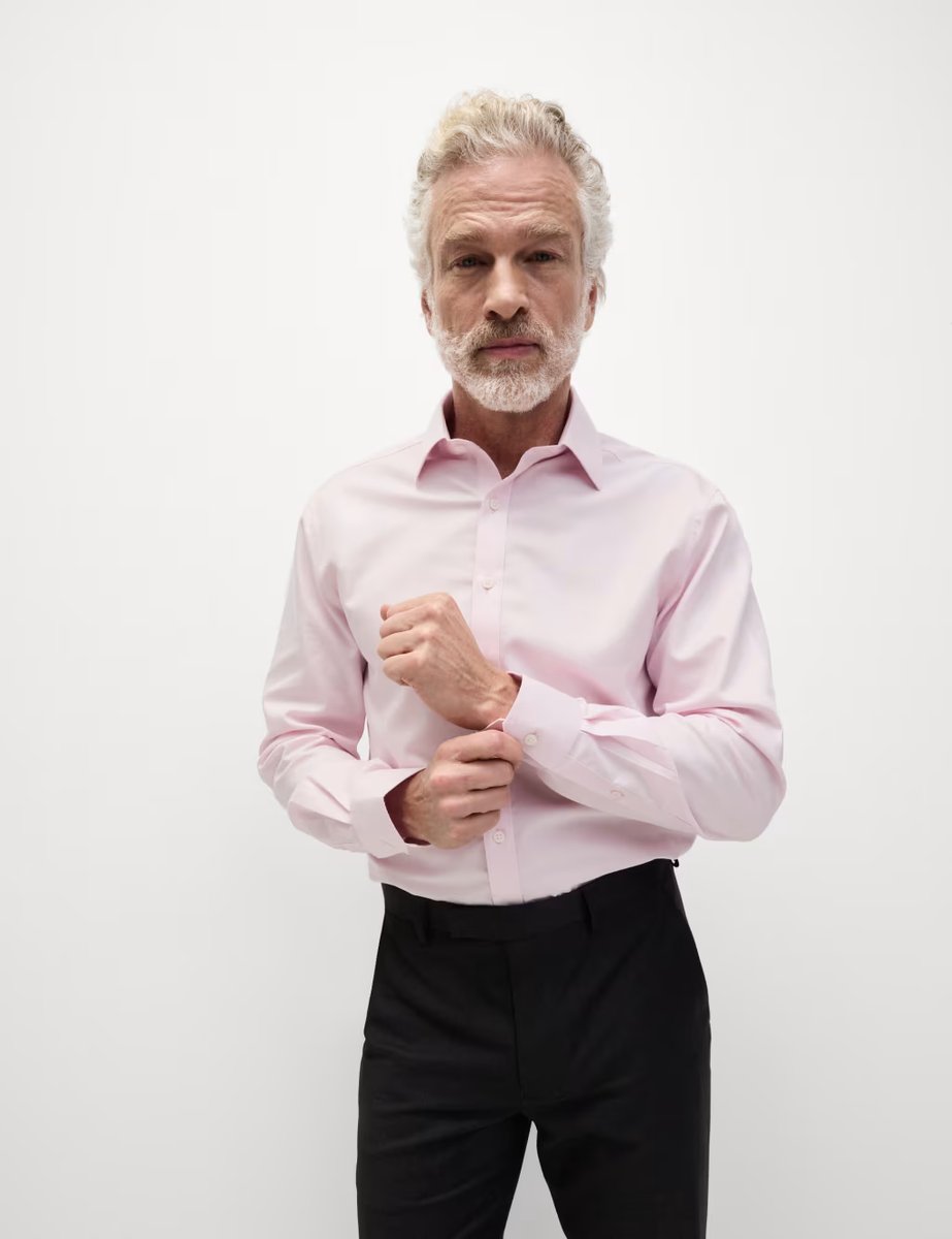 Marks & Spencer M&S Regular Fit Ultimate Non Iron Cotton Shirt Pink - 3