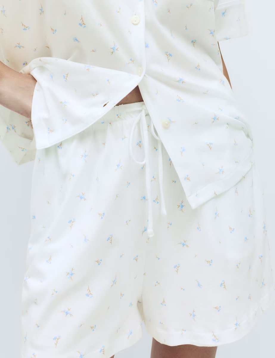 Marks & Spencer M&S Cotton Modal Printed Revere Shortie Set White Mix - 3