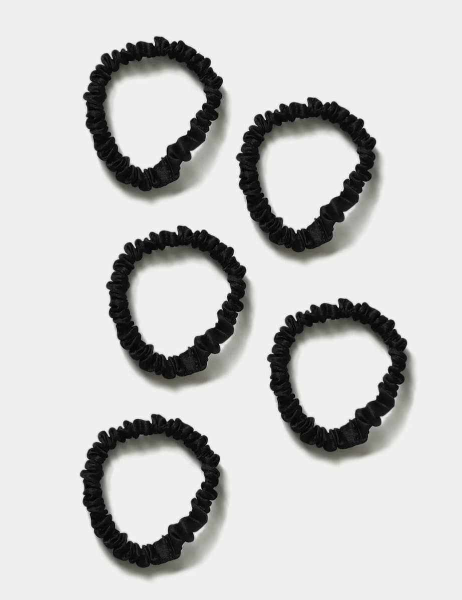 Marks & Spencer M&S 5pk Satin Mini Scrunchie Set Black