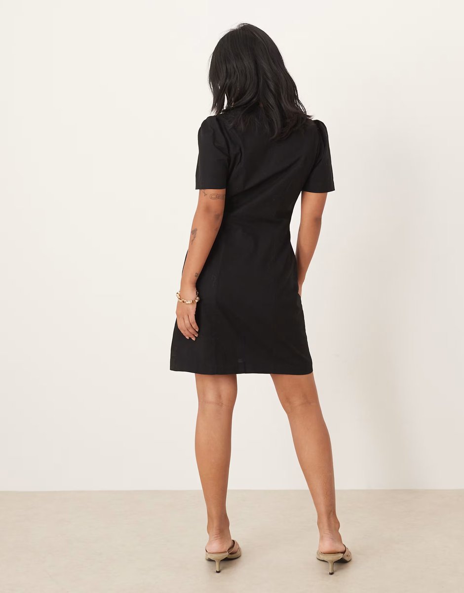 ASOS Nobody's Child Petite Tara puff sleeve tailored mini dress in black - 3