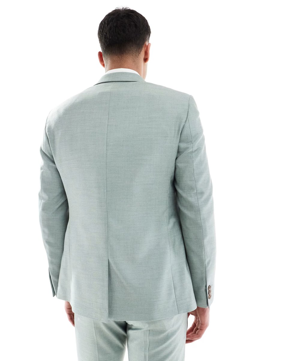 ASOS ASOS DESIGN skinny wedding suit jacket in green texture - 3