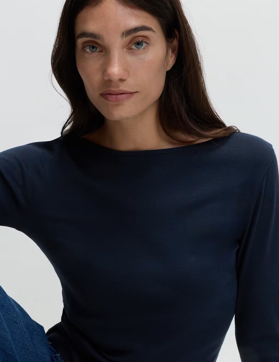 Marks & Spencer M&S Pure Cotton Slim Fit Top Navy - 3