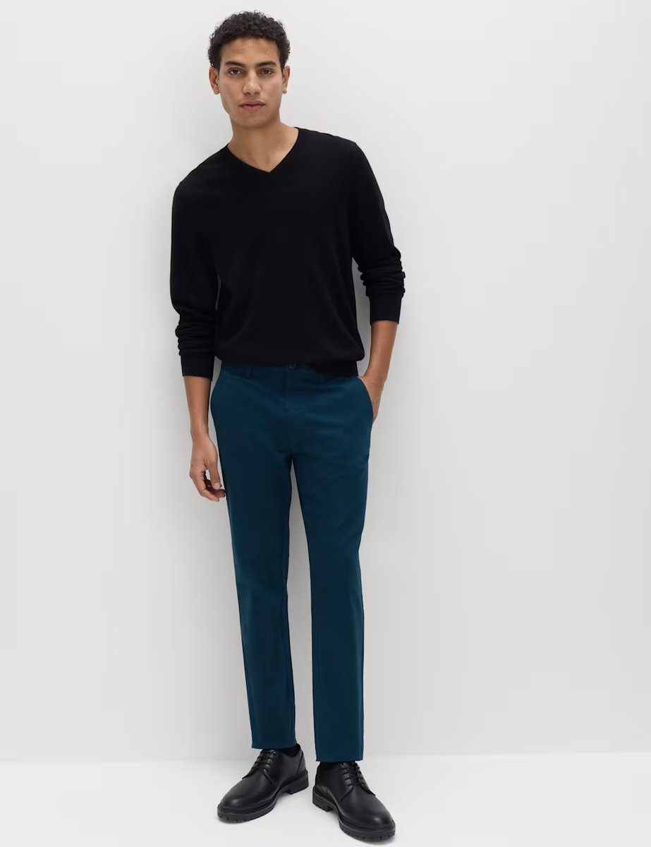 Marks & Spencer M&S Slim Fit Cotton Rich Stretch Chinos Dark Petrol - 2