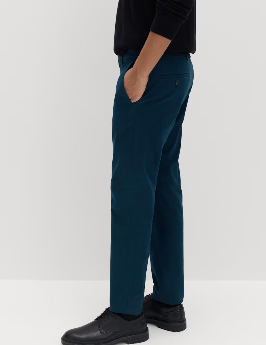 Marks & Spencer M&S Slim Fit Cotton Rich Stretch Chinos Dark Petrol - 3