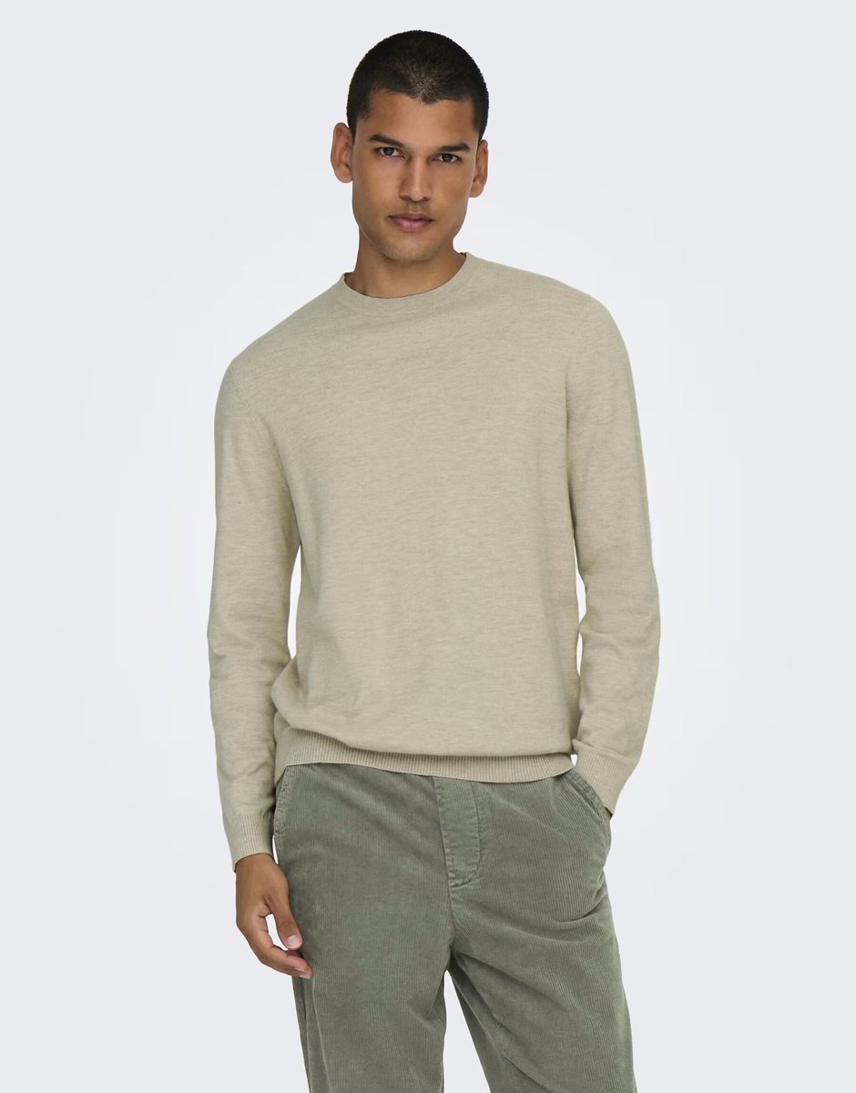 ASOS ONLY & SONS Knitted pullover in beige - 1