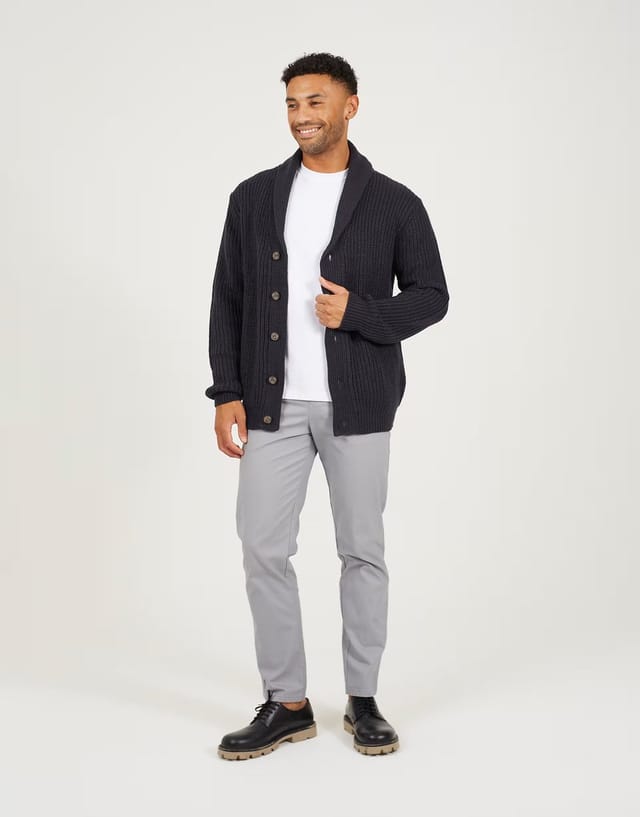 ASOS Brave Soul Shawl neck chunky knit cardigan in navy - 2