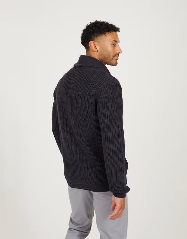 ASOS Brave Soul Shawl neck chunky knit cardigan in navy - 3