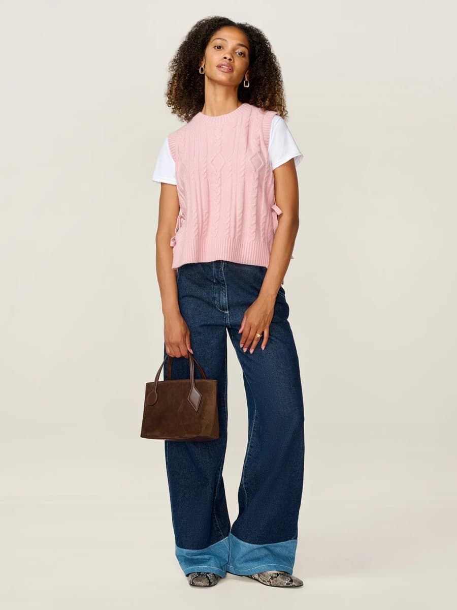 OMNES Rufus Cable Bow Side Vest in Light Pink