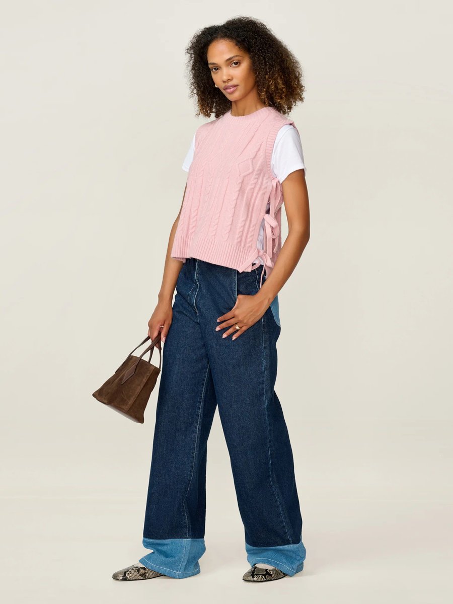 OMNES Rufus Cable Bow Side Vest in Light Pink - 2