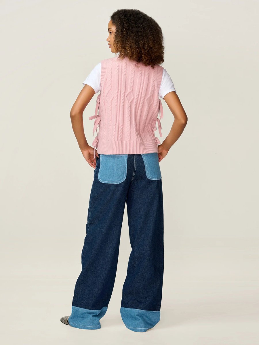 OMNES Rufus Cable Bow Side Vest in Light Pink - 3