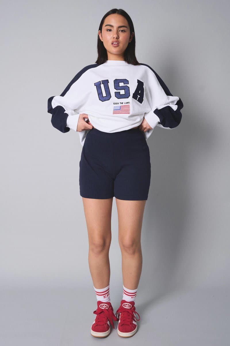 Kaiia Kaiia Navy Ribbed Cycling Shorts