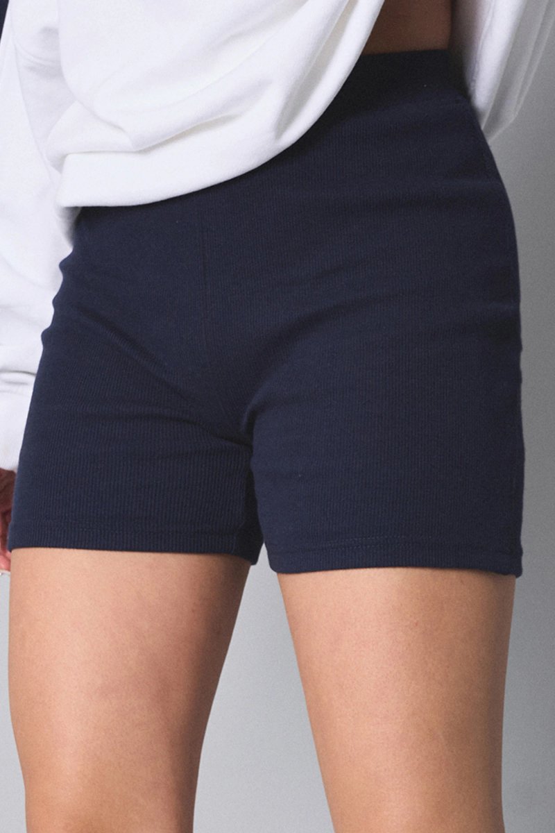 Kaiia Kaiia Ribbed Cycling Shorts Navy - 4