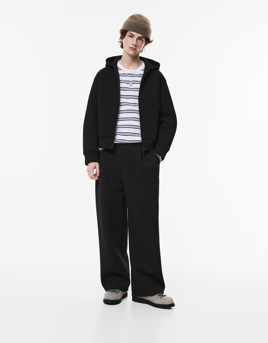 ASOS Pull&Bear Balloon fit tracksuit bottoms in black