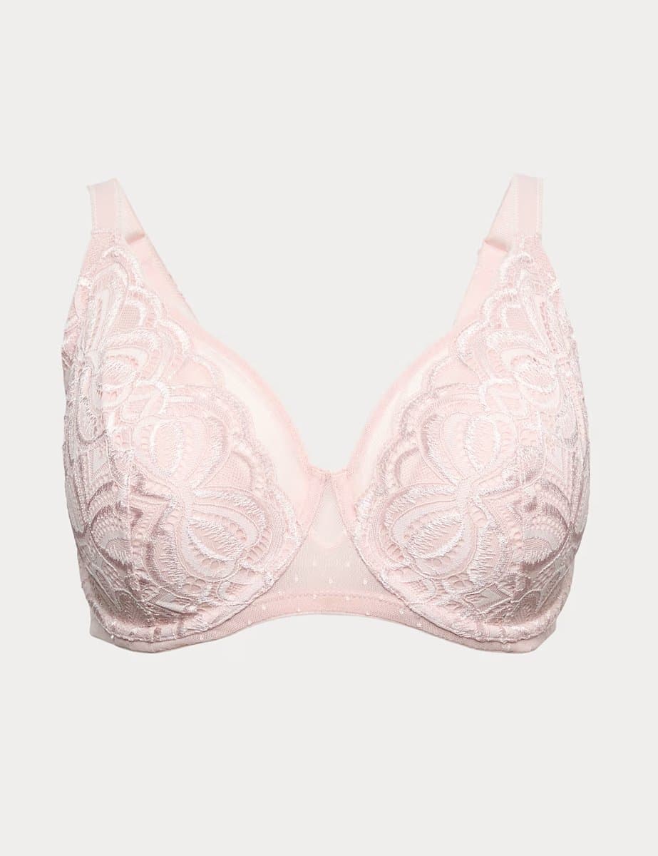 Marks & Spencer M&S Amelia Lace Natural Lift Wired Full Cup Bra (F+) Cool Pink