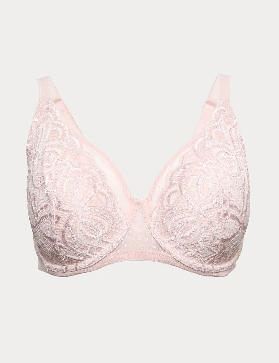 Marks & Spencer M&S Amelia Lace Natural Lift Wired Full Cup Bra (F+) Cool Pink - 1