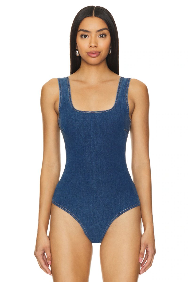 revolve Do It All Denim Squareneck Bodysuit - 2