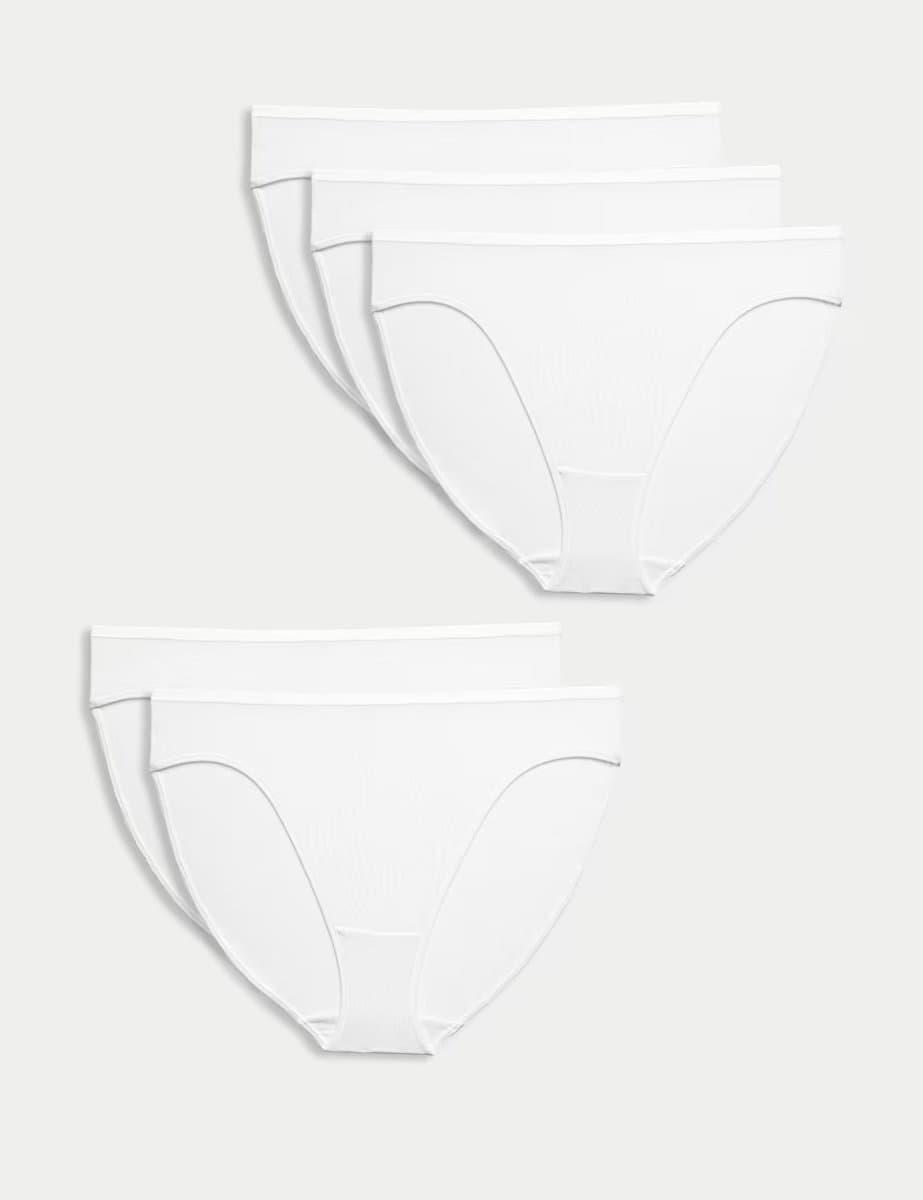 Marks & Spencer M&S 5pk No VPL Cotton Modal High Leg Knickers White