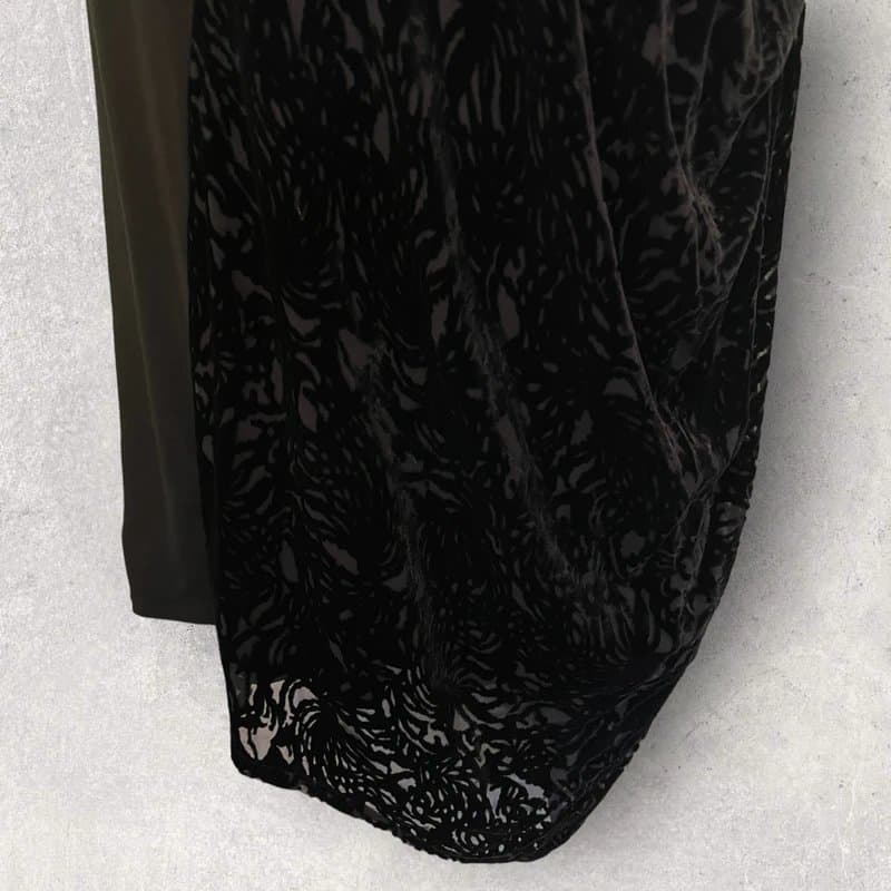 Autograph M&S Autograph Womens Black Velvet Flock Asymmetrical Shift Evening Dress UK 14