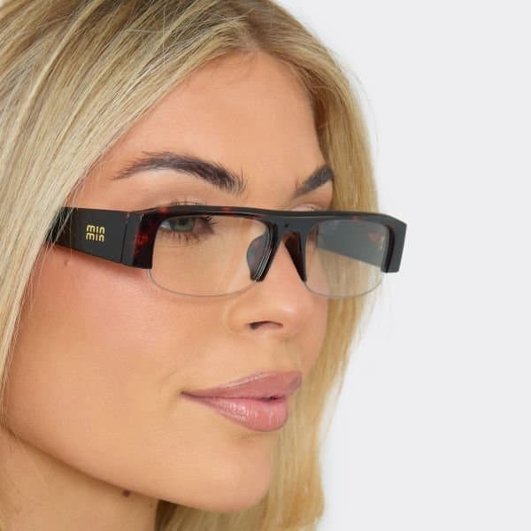 EGO Side Logo Clear Lense Rectangle Shaped Sunglasses In Leopard Print, Women's Size UK One Size