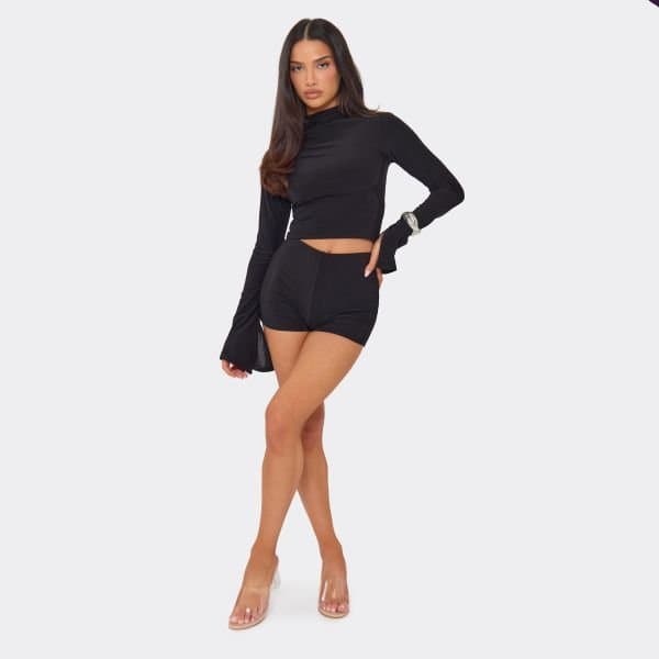 EGO EGO Low Rise Mini Shorts in Black