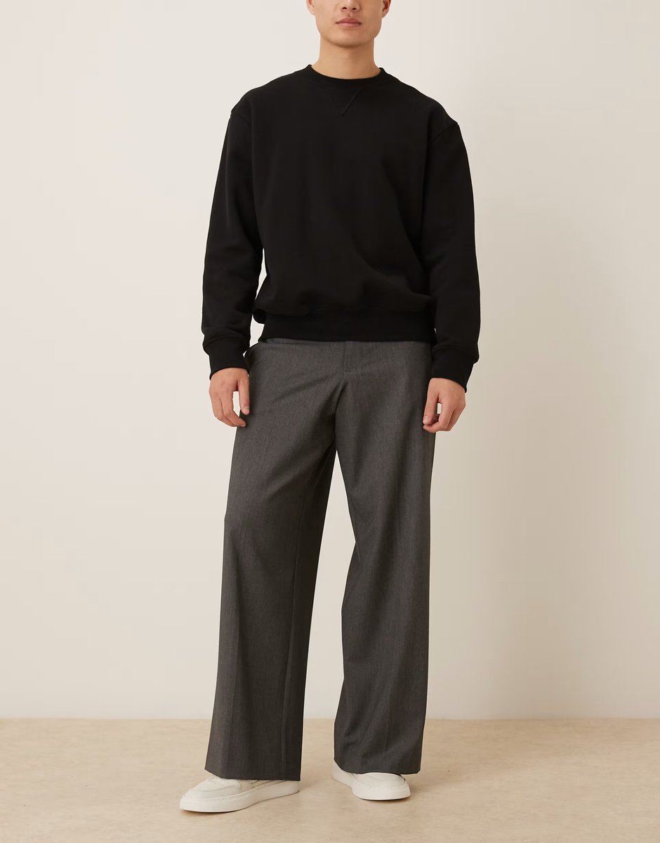 ASOS ASOS DESIGN smart loose leg trousers in charcoal - 2