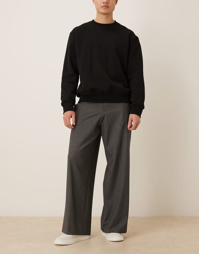 ASOS ASOS DESIGN smart loose leg trousers in charcoal - 2