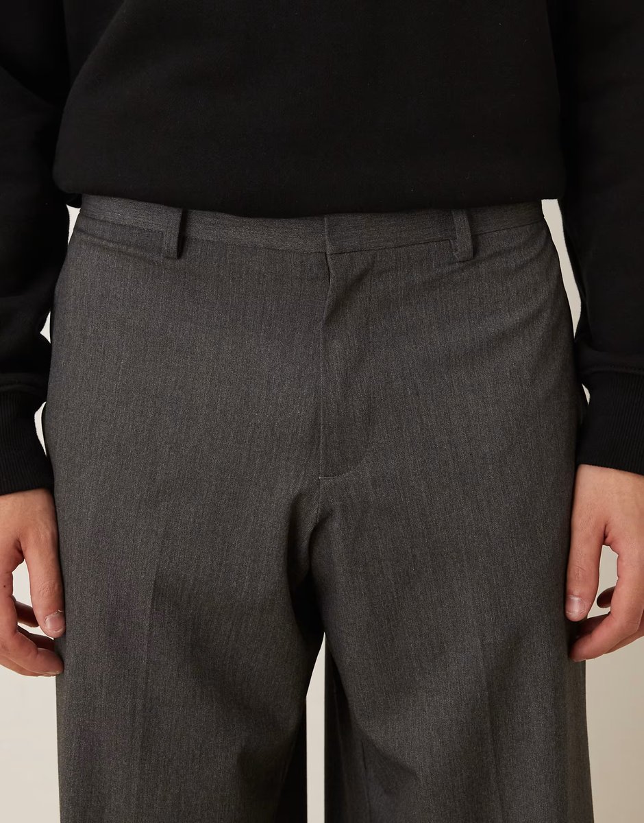 ASOS ASOS DESIGN smart loose leg trousers in charcoal - 4