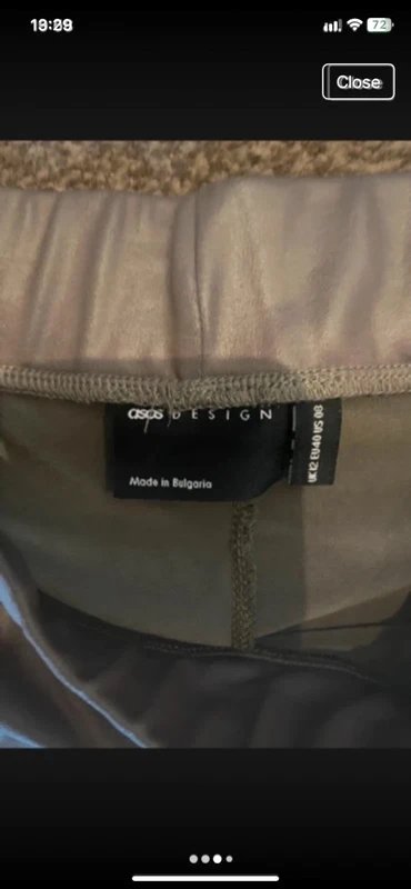 ASOS ASOS Design Khaki Green Seamed Faux Leather Leggings sz 12 L 28 Great Condition - 1