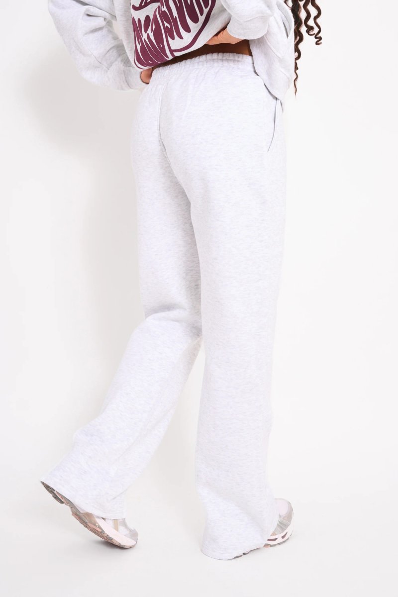 Kaiia Kaiia Wide Leg Joggers Light Grey Marl & Plum - 3