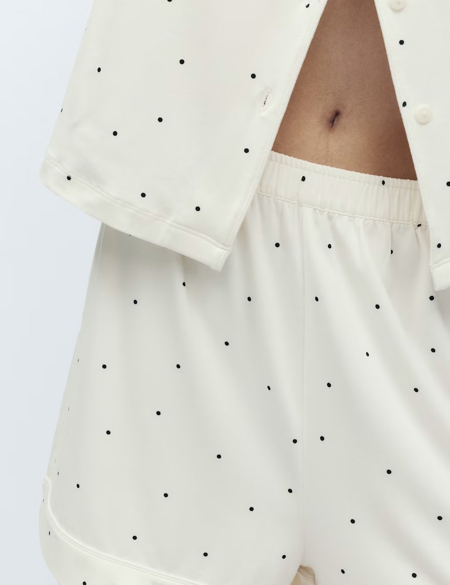 Marks & Spencer M&S Soft Touch Printed Revere Shortie Set Ivory Mix - 3