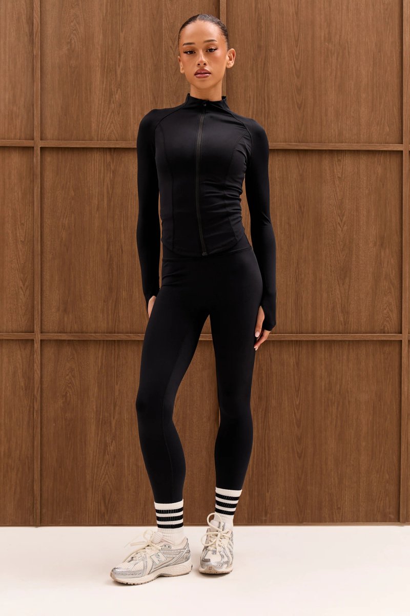 Kaiia Kaiia Sculpt Long Sleeve Zip Through Fitted Jacket Black - 4