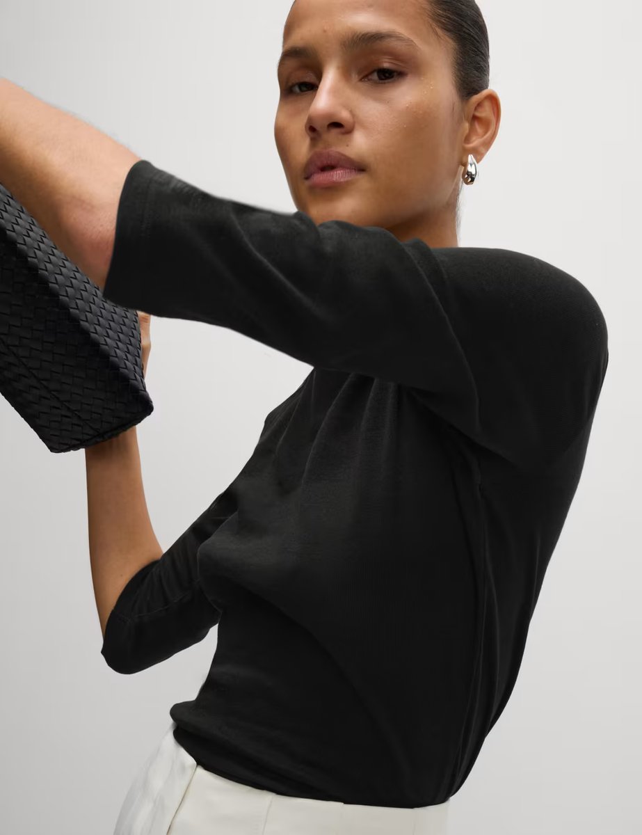 Marks & Spencer M&S Pure Cotton Slim Fit Top Black - 3