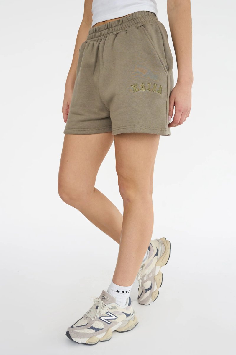 Kaiia Kaiia Logo Sweat Shorts in Khaki - 2
