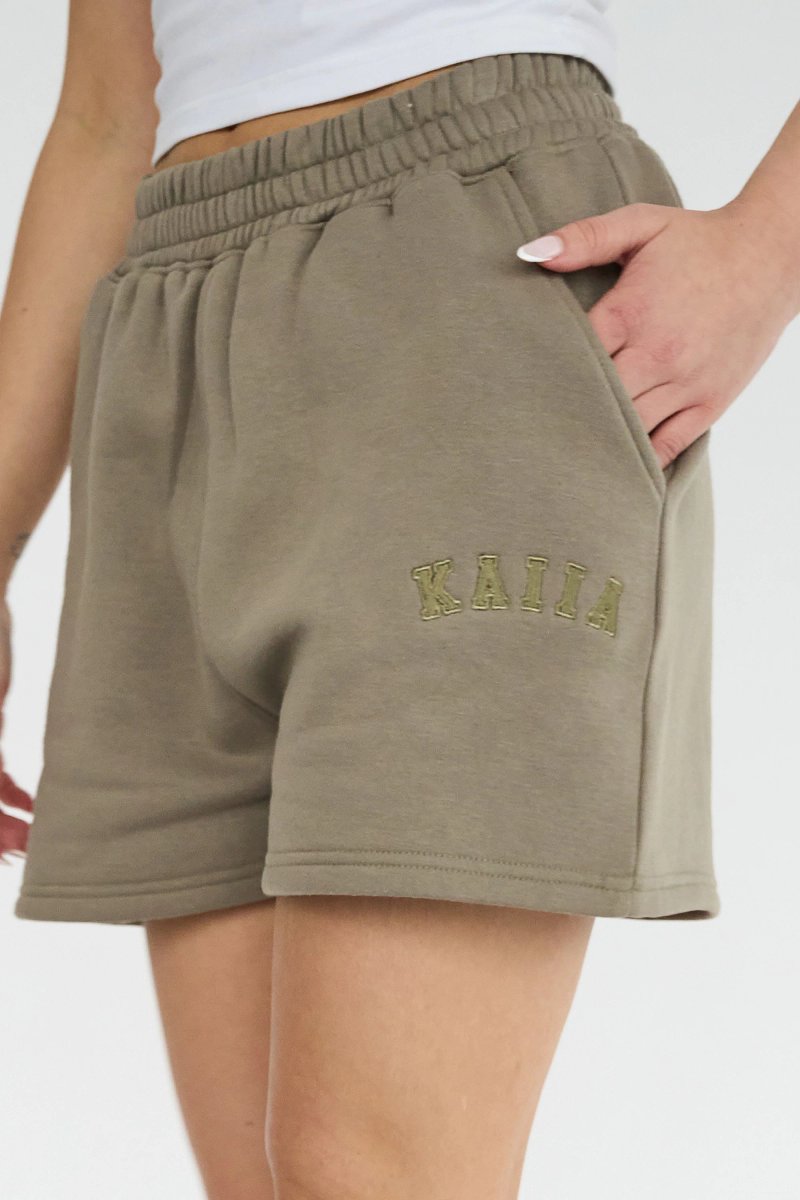 Kaiia Kaiia Logo Sweat Shorts in Khaki - 4