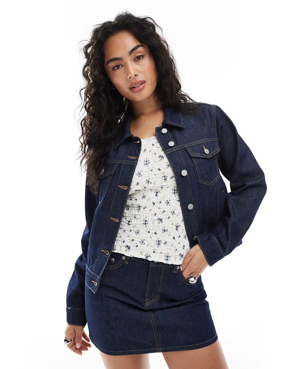 ASOS JJXX co ord denim jacket in dark blue