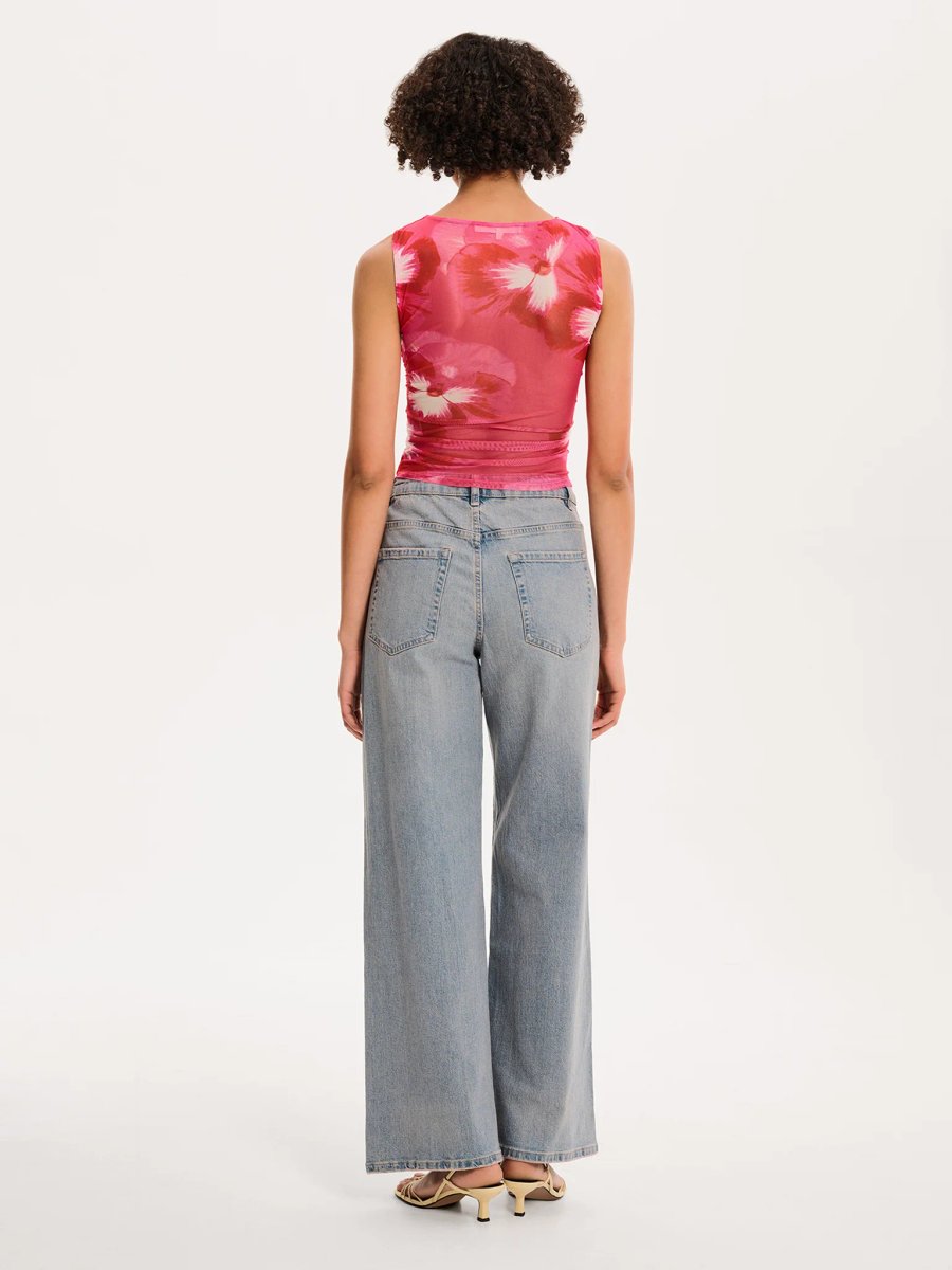 OMNES Delia Top in Brightest Floral Pink Print - 4