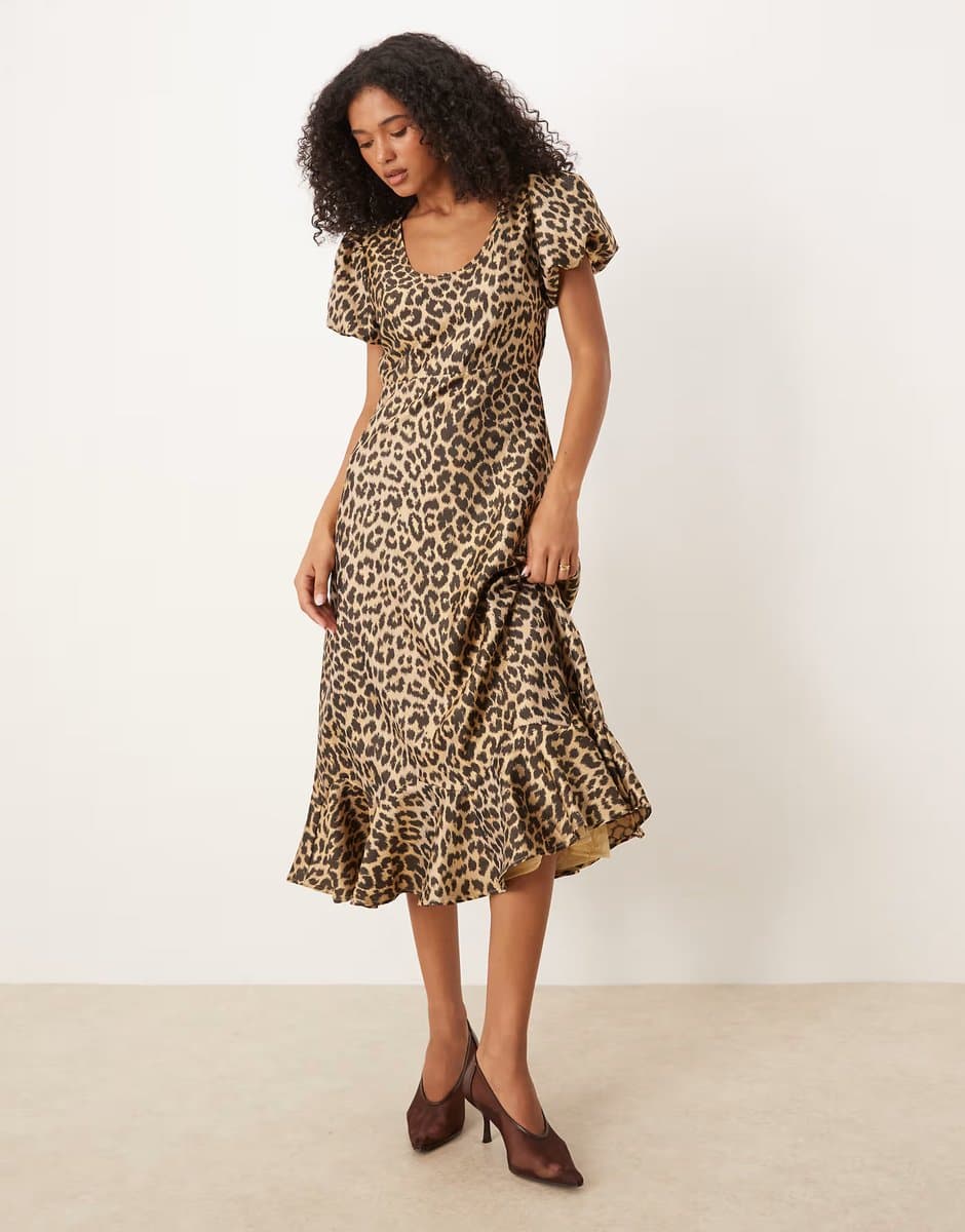 ASOS Sister Jane scoop neck jacquard midi dress in leopard