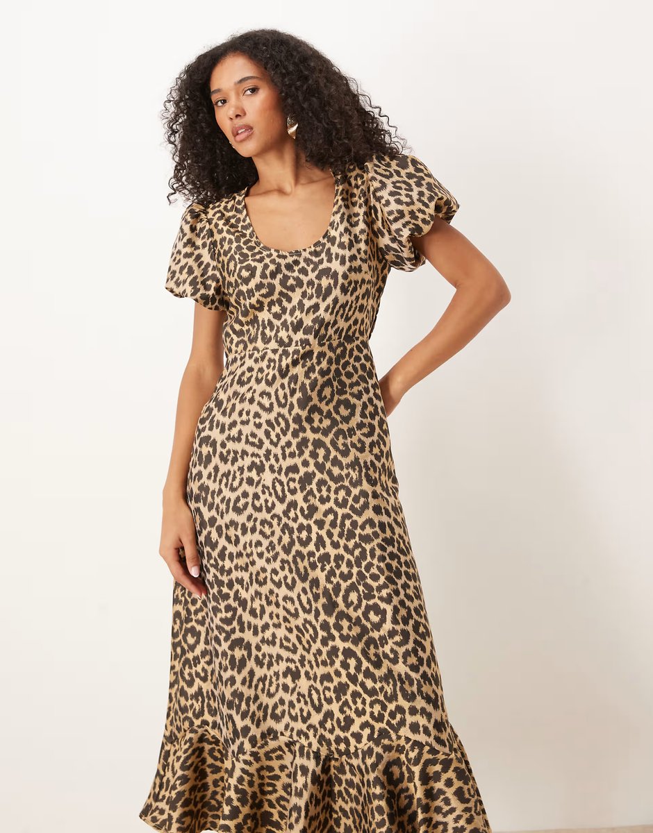 ASOS Sister Jane scoop neck jacquard midi dress in leopard - 3