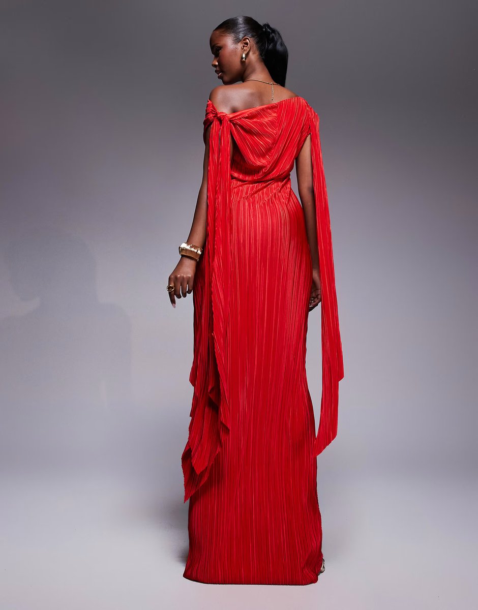 ASOS ASOS DESIGN Premium plisse multi knot detail maxi dress with high split  - 4