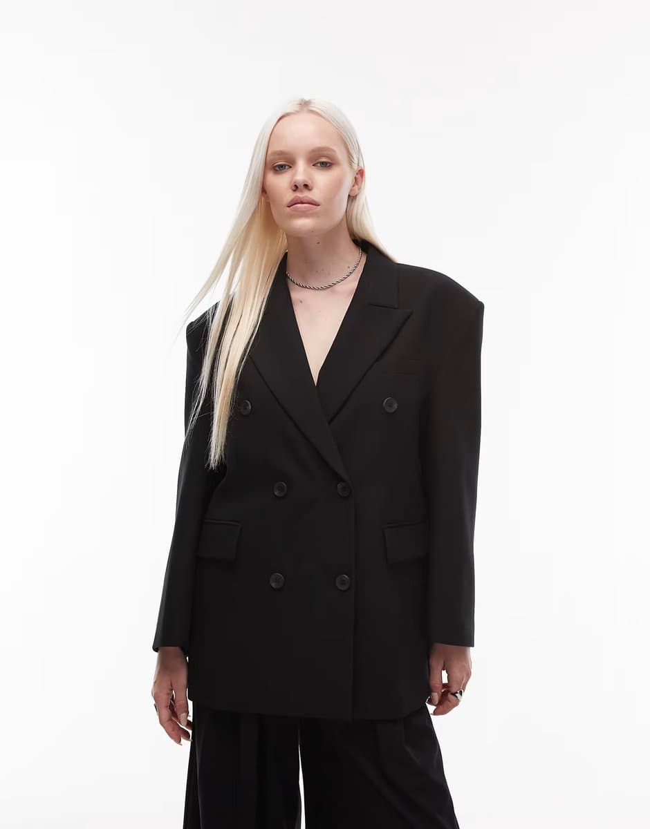 ASOS ASOS DESIGN double breasted oversized blazer in black