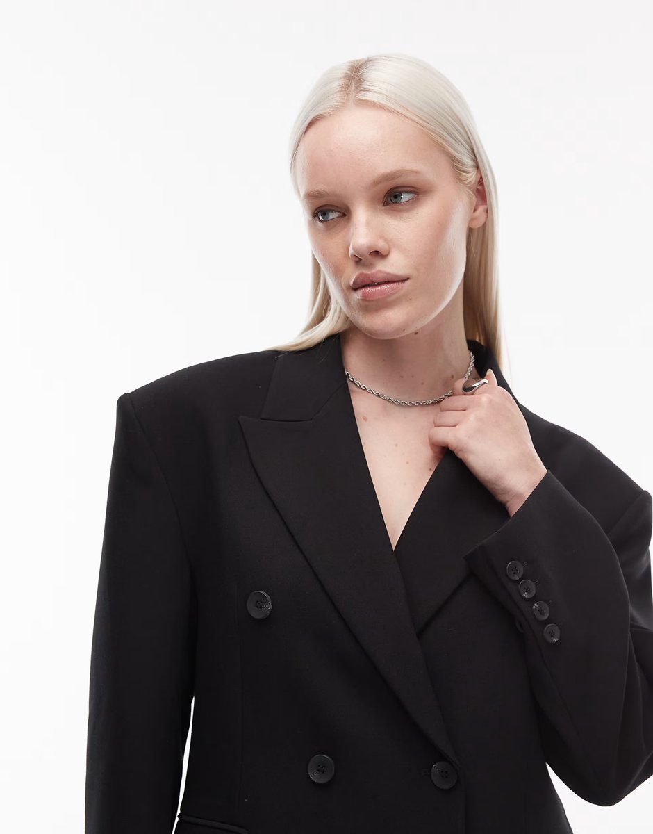 ASOS ASOS DESIGN double breasted oversized blazer in black - 3