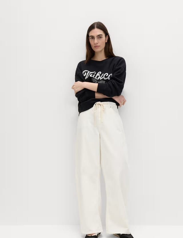 Marks & Spencer M&S Cotton Rich Graphic Long Sleeve Sweatshirt Black Mix - 2