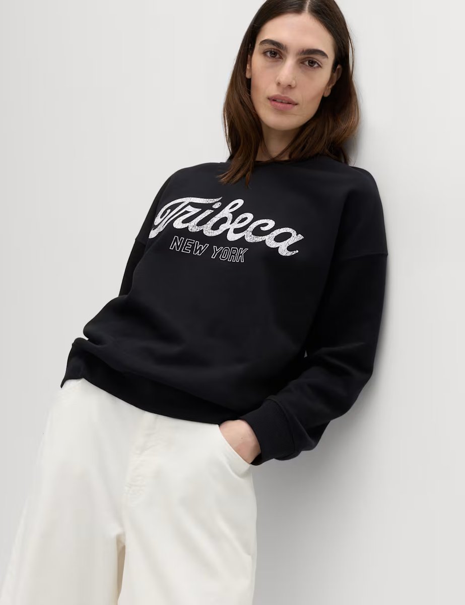 Marks & Spencer M&S Cotton Rich Graphic Long Sleeve Sweatshirt Black Mix - 3