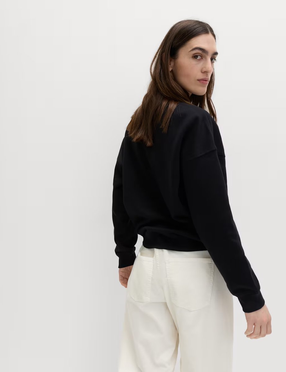 Marks & Spencer M&S Cotton Rich Graphic Long Sleeve Sweatshirt Black Mix - 4