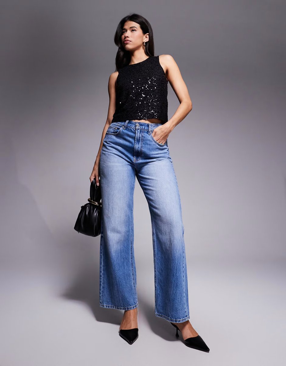 ASOS ASOS DESIGN wiggle sequin sheer mesh tank top in black - 2