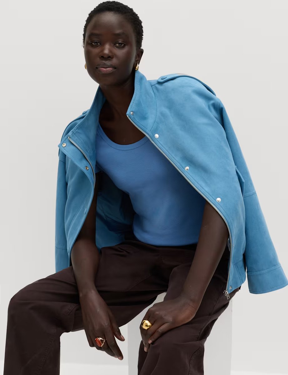 Marks & Spencer M&S Cotton Rich Scoop Neck Slim Fit T-Shirt Azure Blue - 3